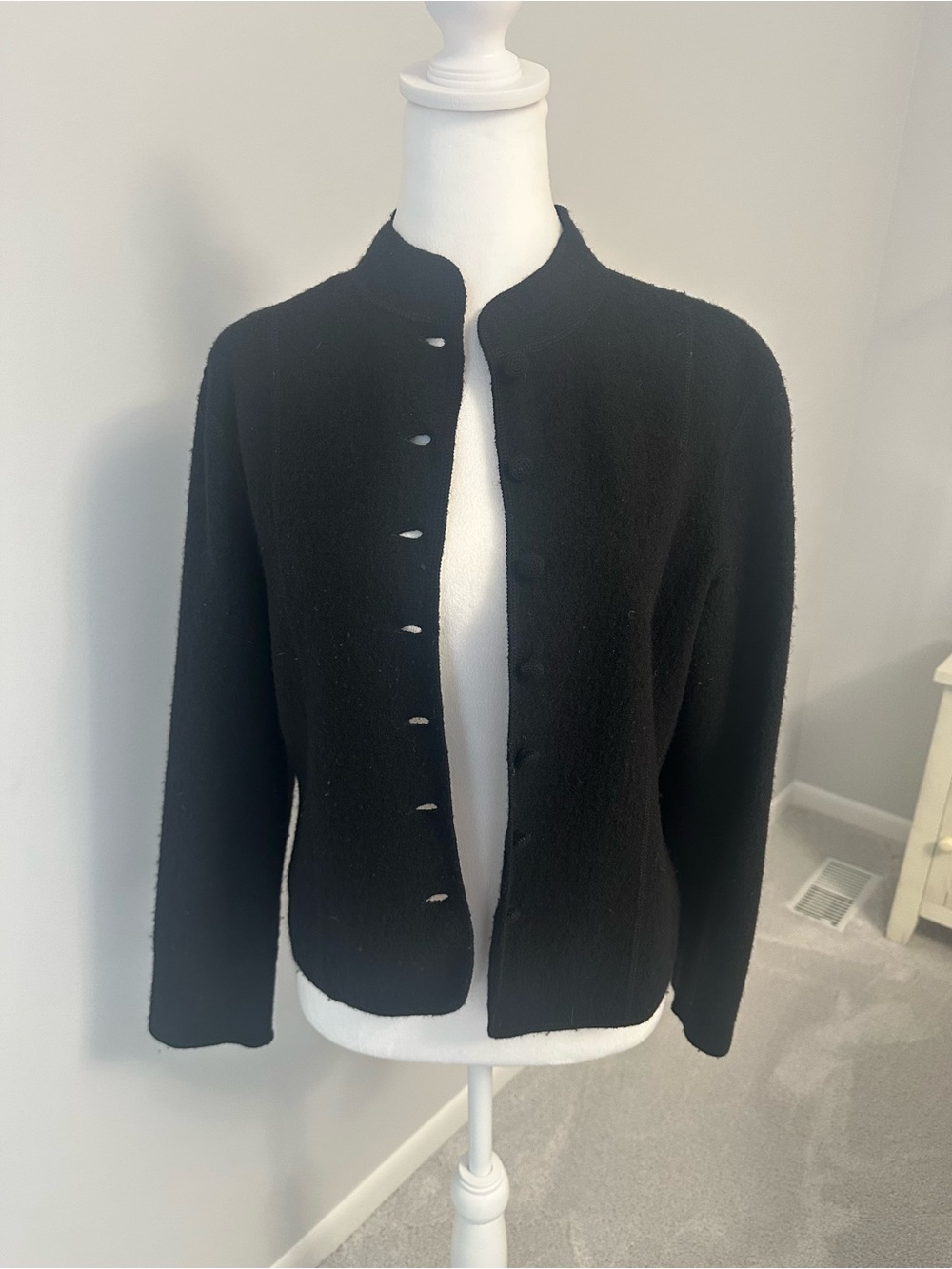 Talbots Black Mock Neck Wool Riding Jacket Size S